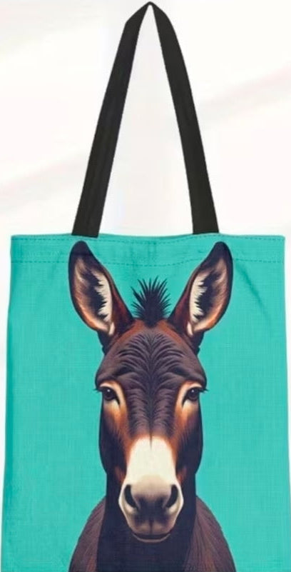 Donkey Face Tote Bag – Cute Farm Animal Reusable Shopping Bag