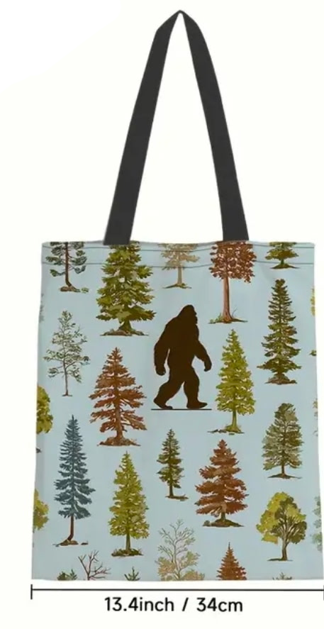 Bigfoot Forest Tote Bag – Sasquatch Woodland Reusable Shopper