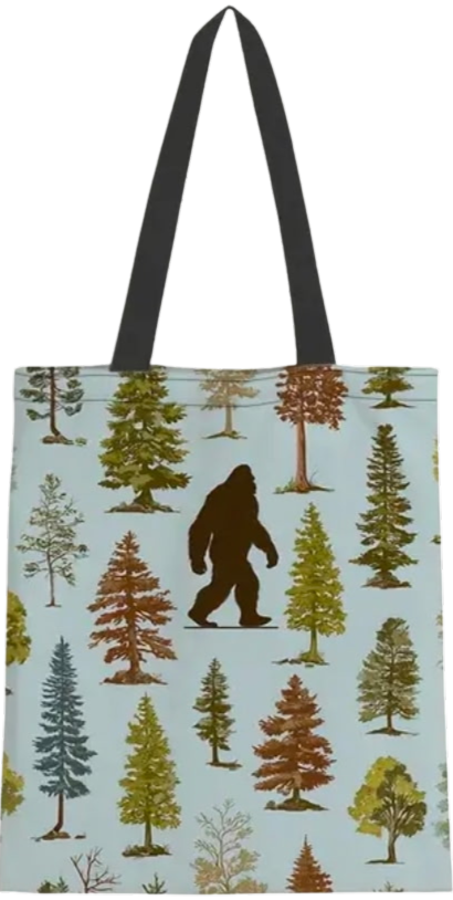 Bigfoot Forest Tote Bag – Sasquatch Woodland Reusable Shopper