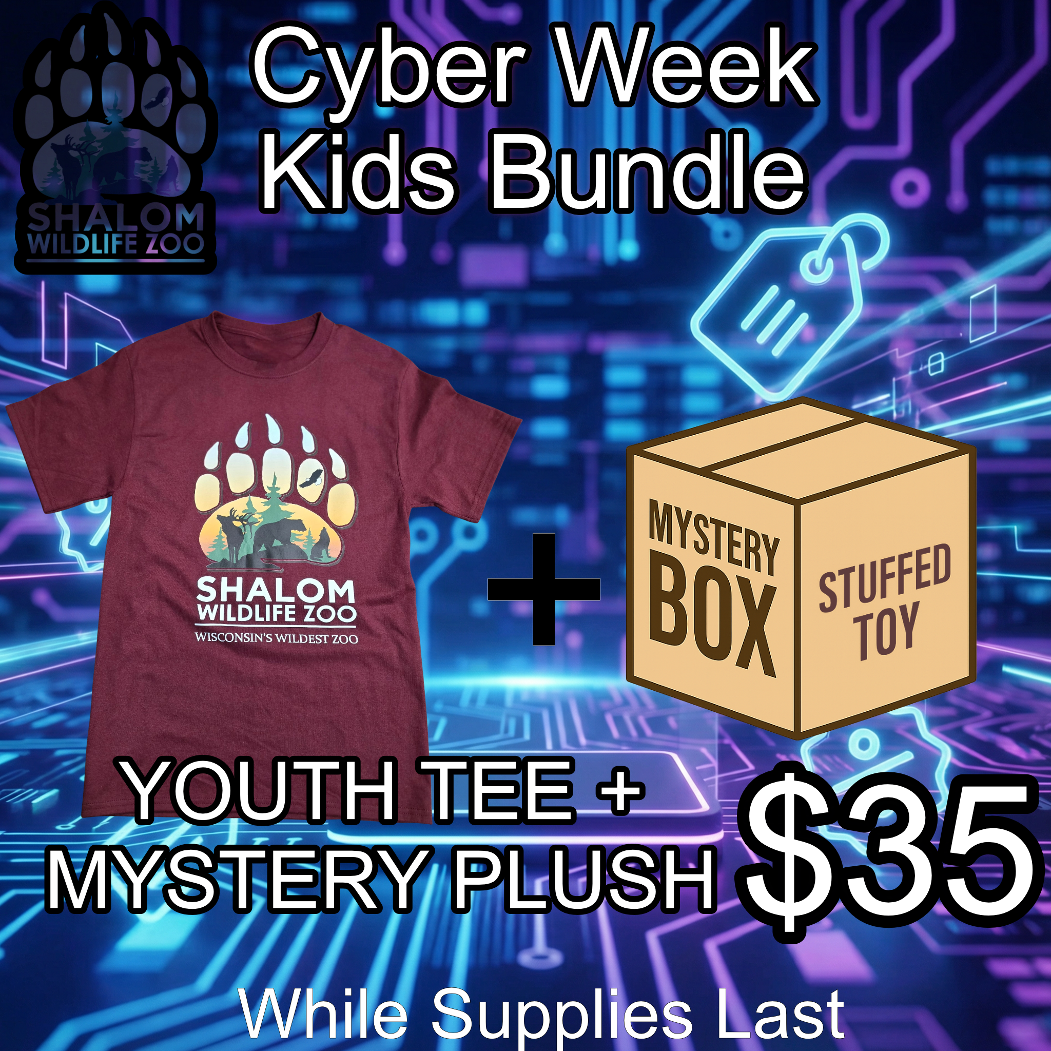 ⚡ Cyber Week Bundle! Maroon Youth Tee + Mystery Stuffie