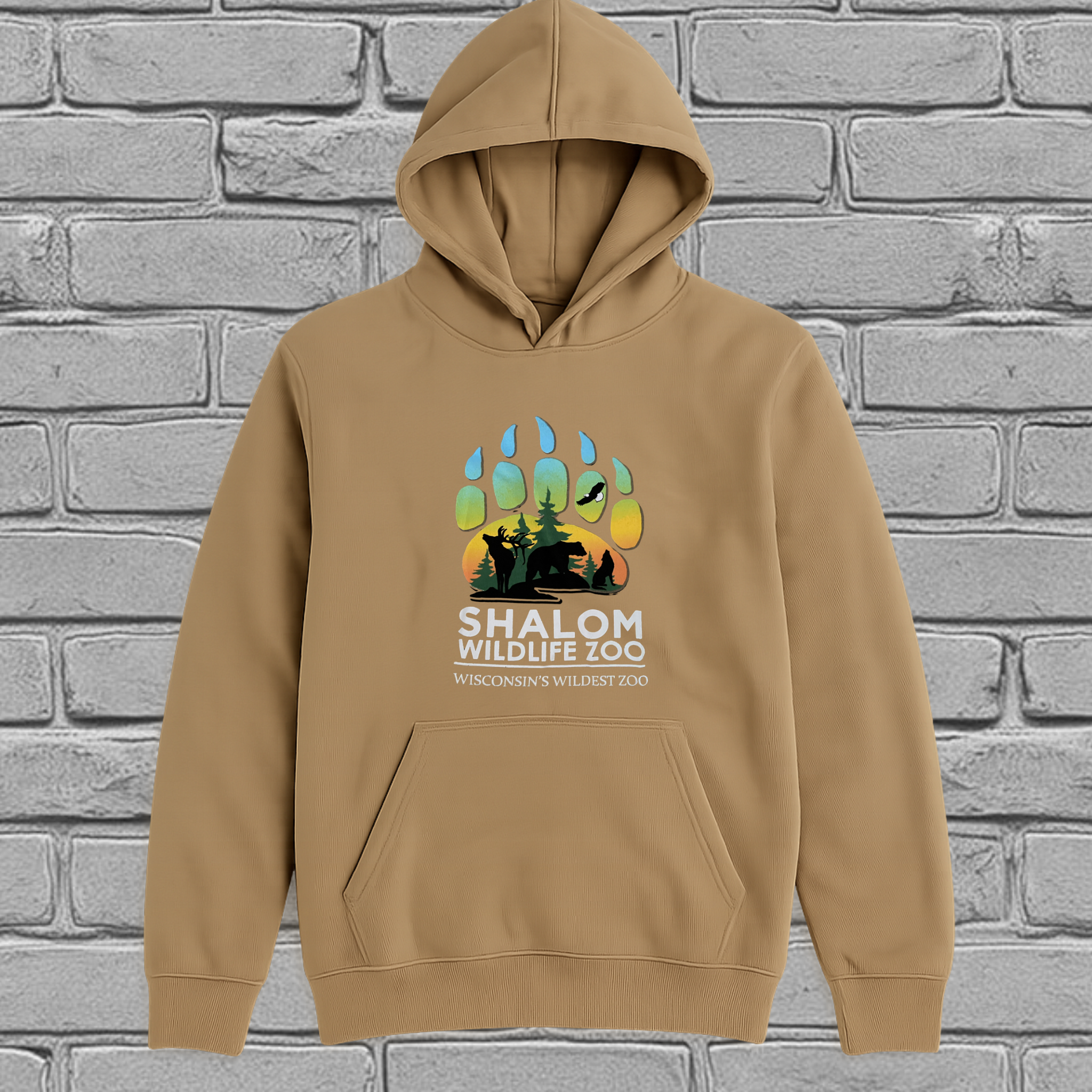 NEW Shalom Wildlife Zoo Logo Hoodie – Coyote Brown
