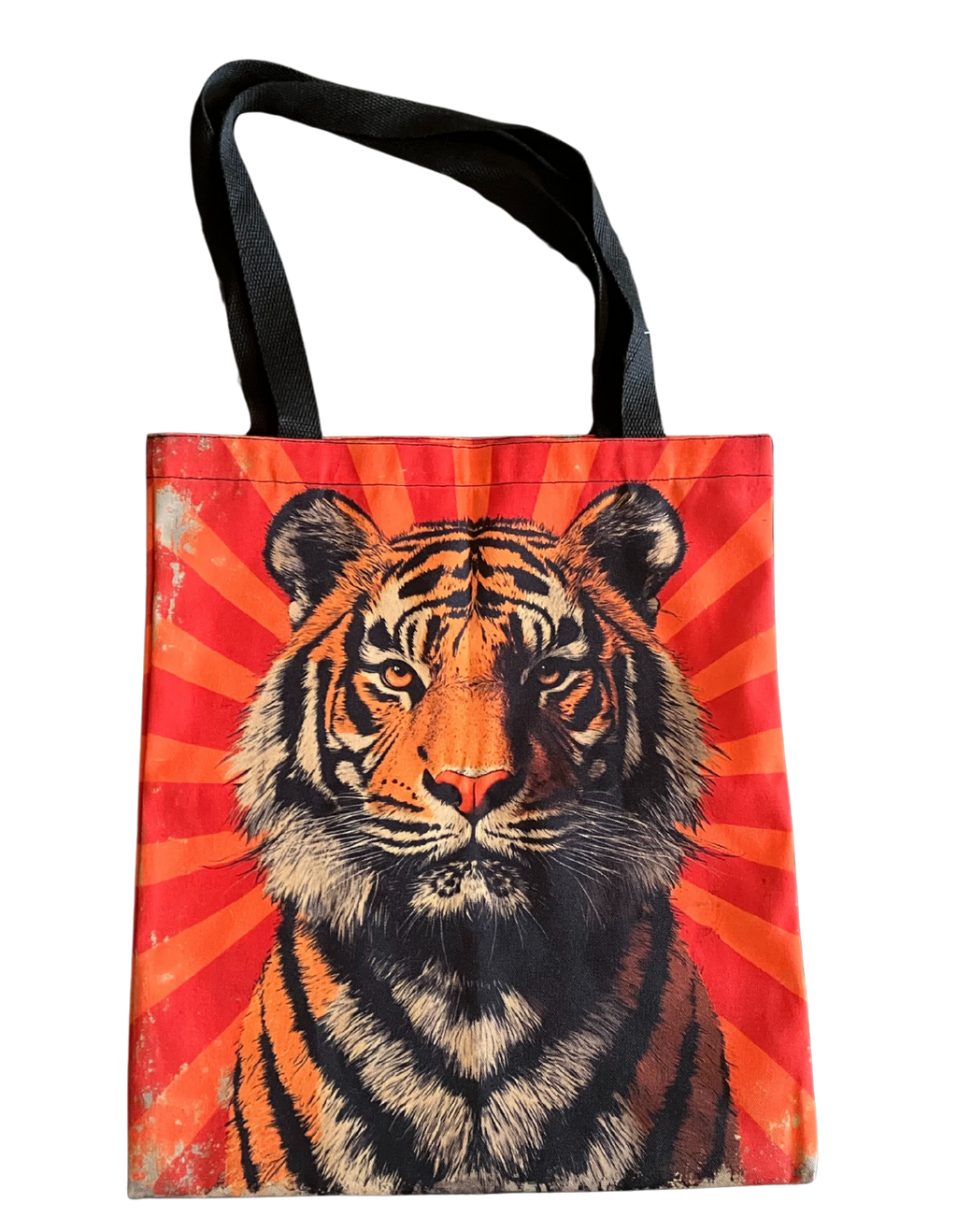 Vintage Rising Sun Tiger Tote Bag – Bold Wildlife Reusable Canvas Bag