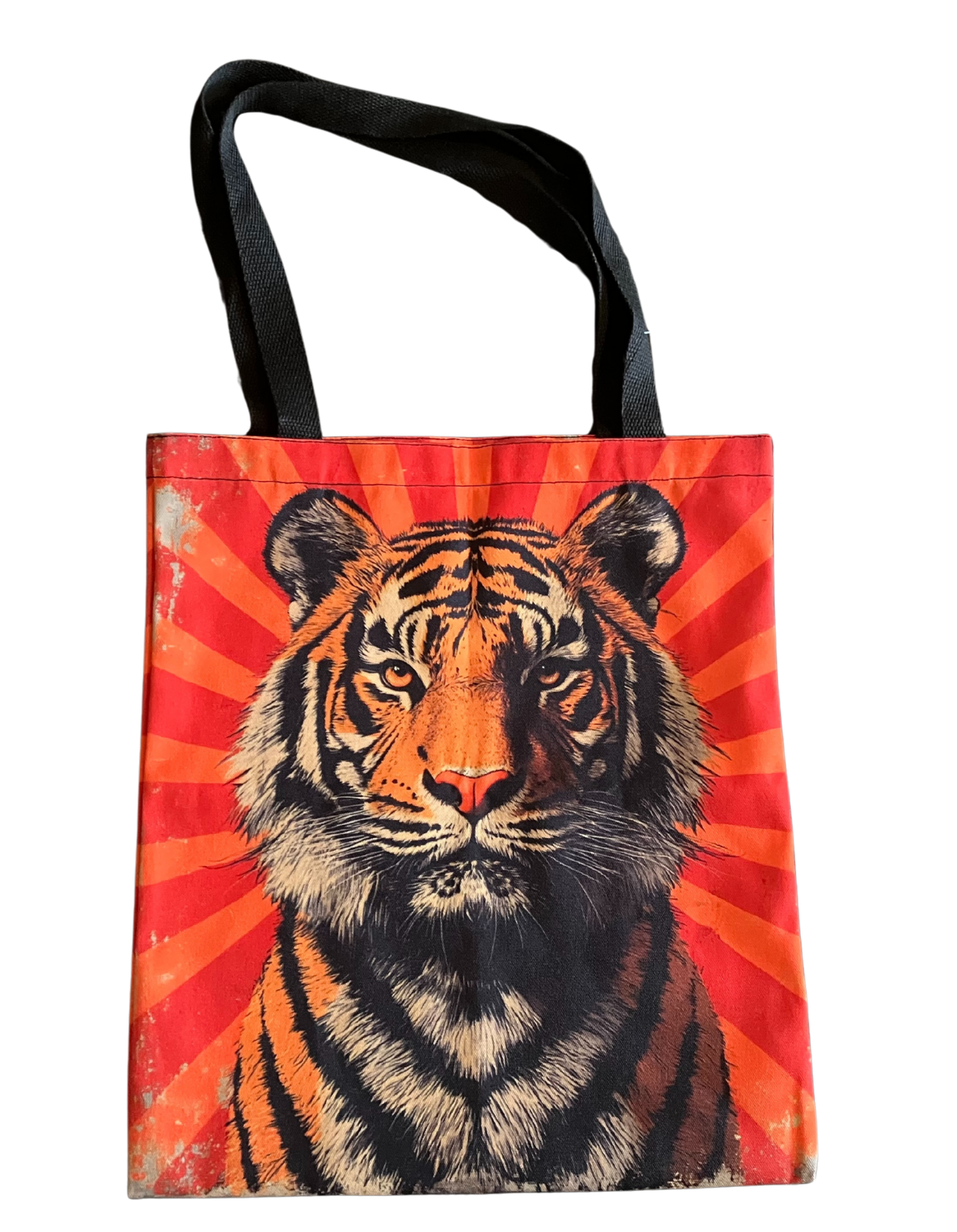 Vintage Rising Sun Tiger Tote Bag – Bold Wildlife Reusable Canvas Bag