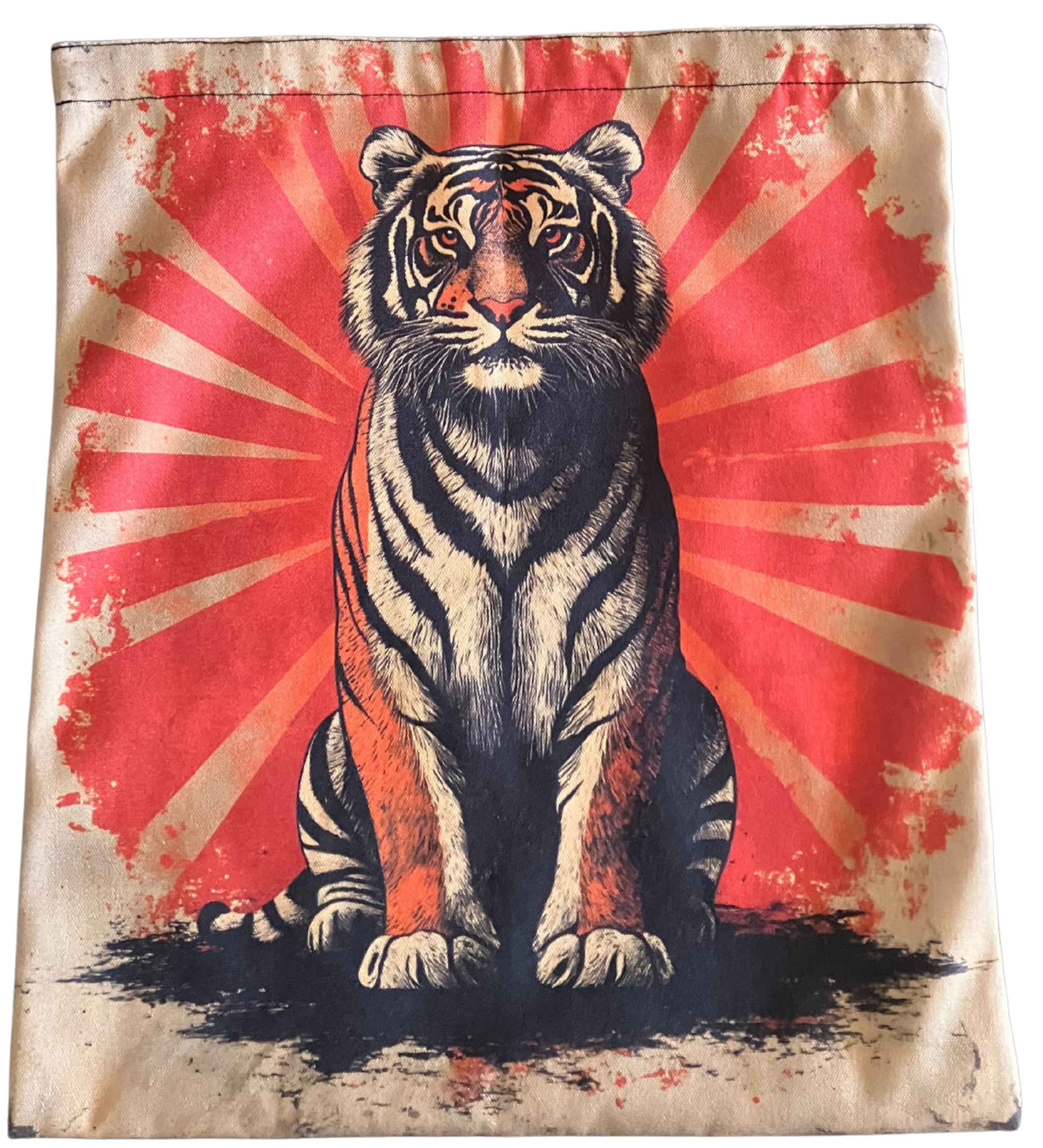 Vintage Rising Sun Tiger Tote Bag – Retro Wildlife Reusable Canvas Bag