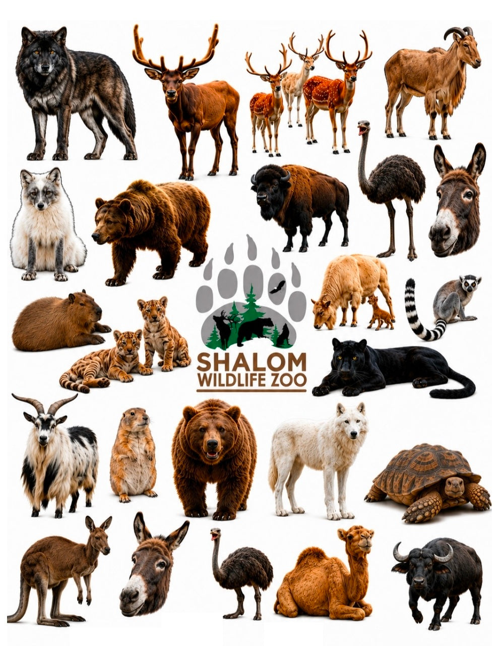 Shalom Wildlife Zoo Animal Temporary Tattoo Sheet 🐾