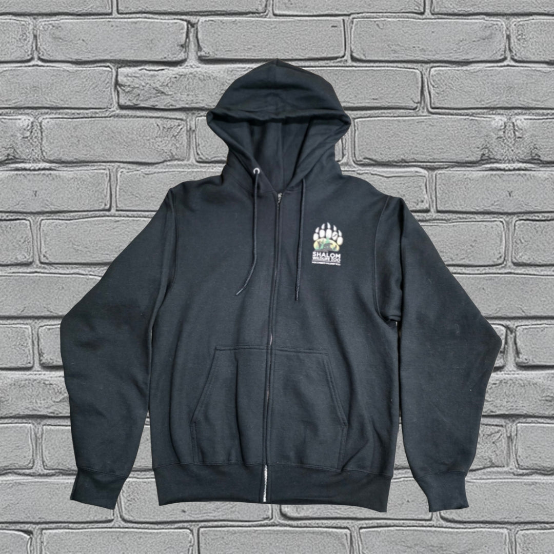 Shalom Wildlife Zip-Up Hoodie – Black